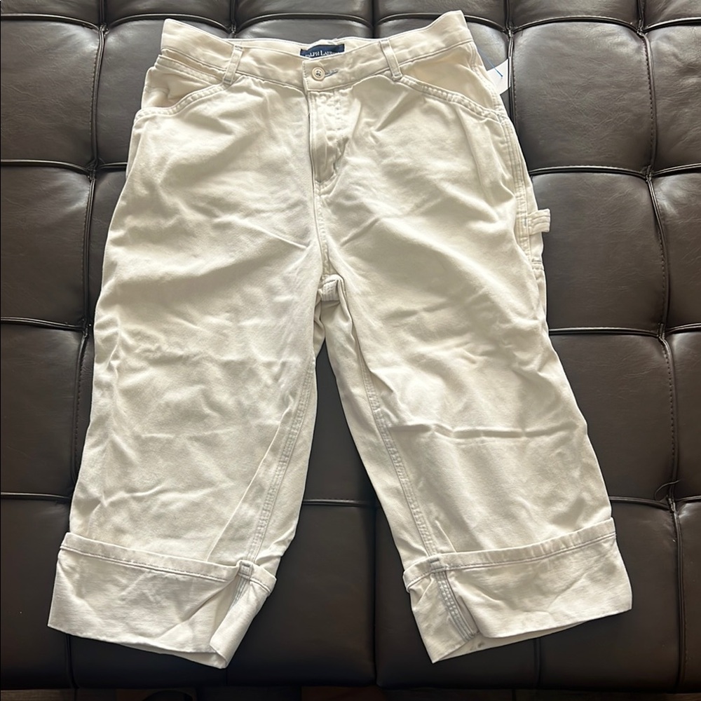 Ralph Lauren Cream Cargo Crop Pants